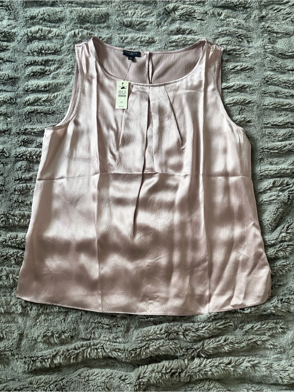 Talbots Light Pink Satin Pleat Front Camisole